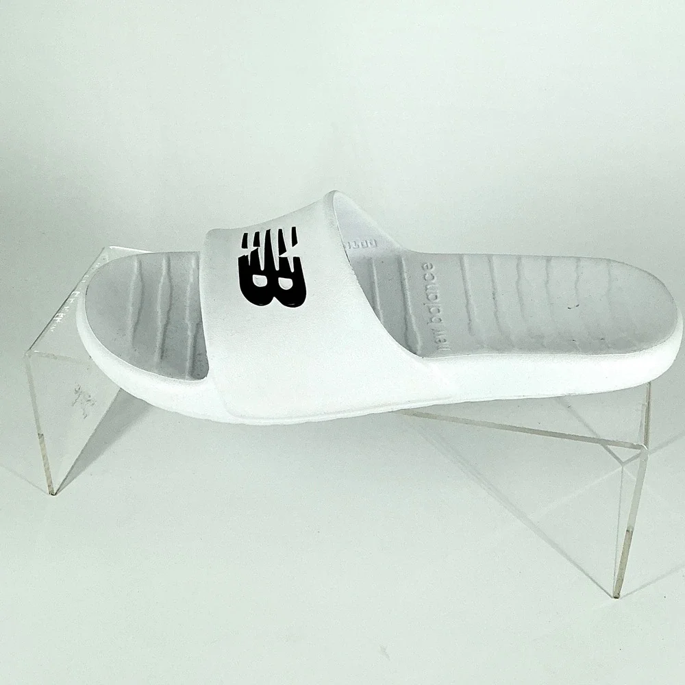 New Balance Mens Size 10 100 Slide Sandals NEW White Black Logo $40